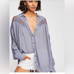 Free People Katie Bird button down blouse size small